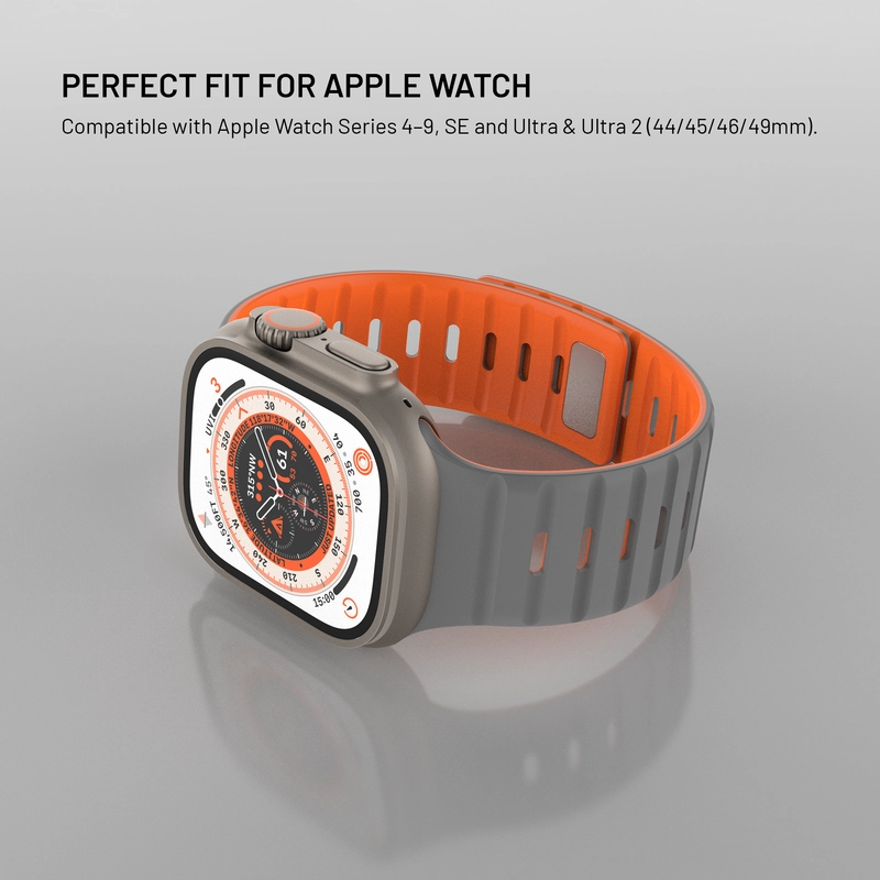 FIXED Mag Silikone rem til Apple Watch 42/44/45/46/49mm lysegrå - 8018299