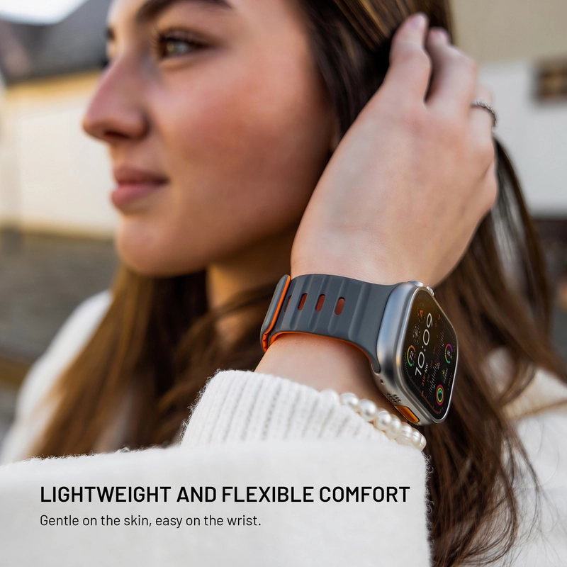 FIXED Mag Silikone rem til Apple Watch 42/44/45/46/49mm lysegrå - 8018299