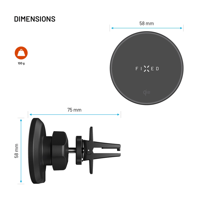 FIXED MagRound2 15W Telefonholder til ventilationsgaller - 8018352
