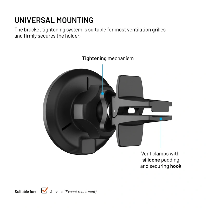 FIXED MagRound2 15W Telefonholder til ventilationsgaller - 8018352