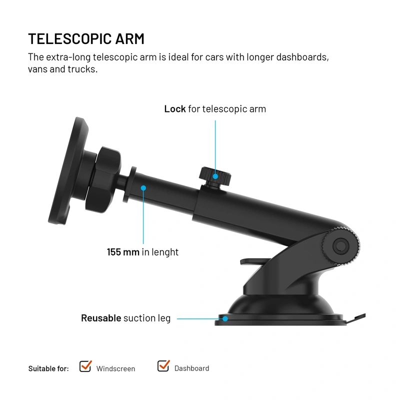 FIXED MagRound2 XL 15W Telefonholder til forrude/instrumentbræt - 8018353