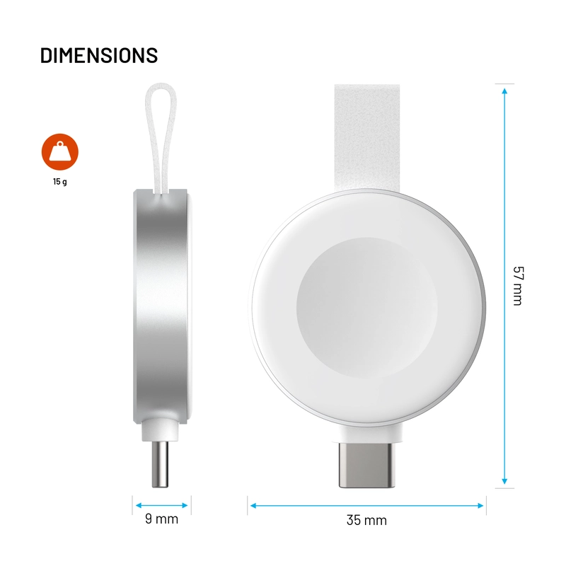 FIXED Trådløs USB-C oplader til Apple Watch Hvid - 8018355