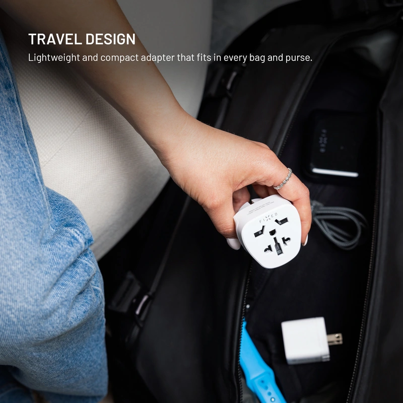 FIXED Rejseadapter Schuko EU/Verden Hvid - 8018357