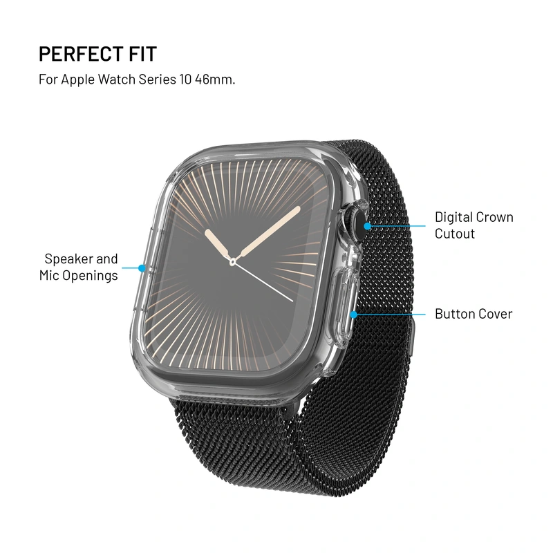 FIXED PURE Beskyttelsesetui og glas til Apple Watch 10 46mm - 8018364