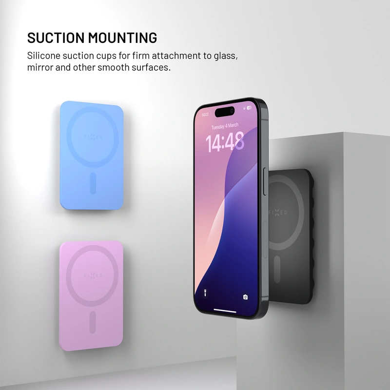 FIXED MAGMATE MagSafe holder med sugekopper Blå - 8018404