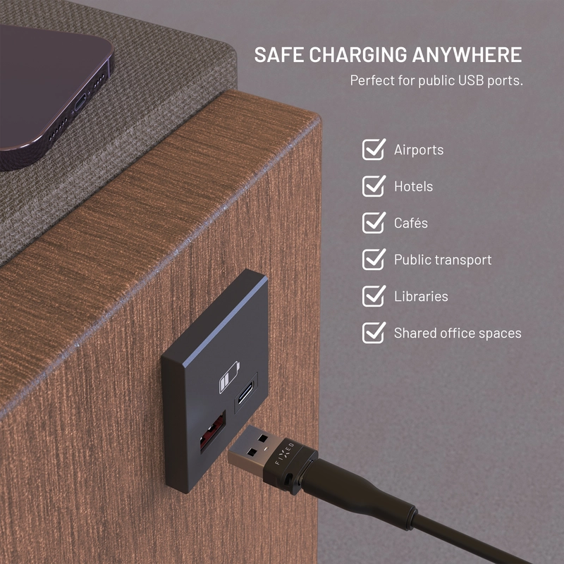 FIXED Data Blocker 2-i-1 USB-A & USB-C 240W for sikker opladning Sort - 8018432
