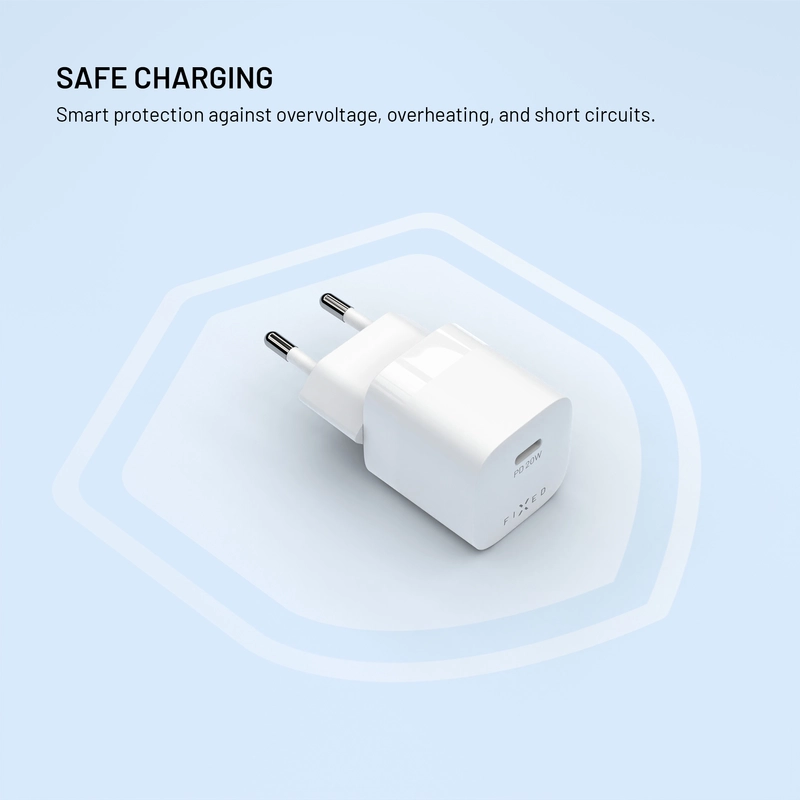 FIXED Hurtig Mini Hjemmeoplader 20W USB-C PD Hvid - 8018547