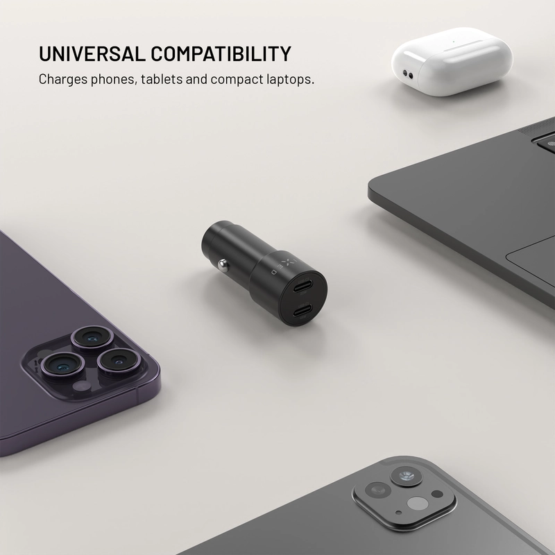 FIXED Superhurtig 65W 2x USB-C-biloplader Sort - 8018550