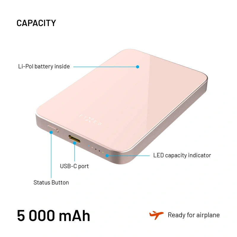 FIXED MagZen 5 Crystal Qi2 standard 5000 mAh Pink - 8018605