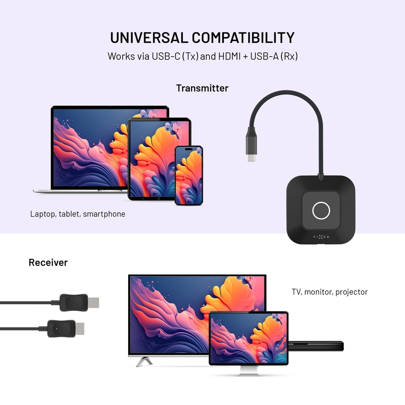 FIXED AirLink trådløs USB-C/HDMI-sender Sort - 8018637