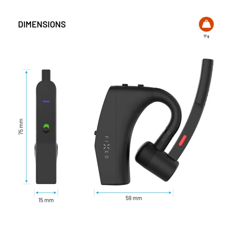 FIXED Talk Pro Trådløst Open-Ear Mono Headset med ENC Sort - 8018658