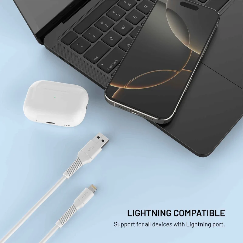 FIXED LIQUID silikone kabel USB-A/Lightning 1.2m Hvid - 8018922