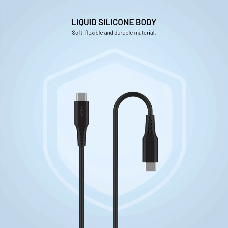 FIXED LIQUID silikone kabel 60W USB-C/C 0.3m Sort - 8019018