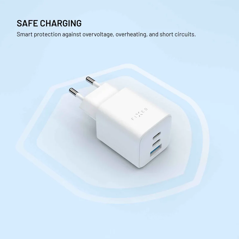 FIXED Superhurtig mini-oplader 65 W 2xUSB-C PD + USB-A hvid - 8019061