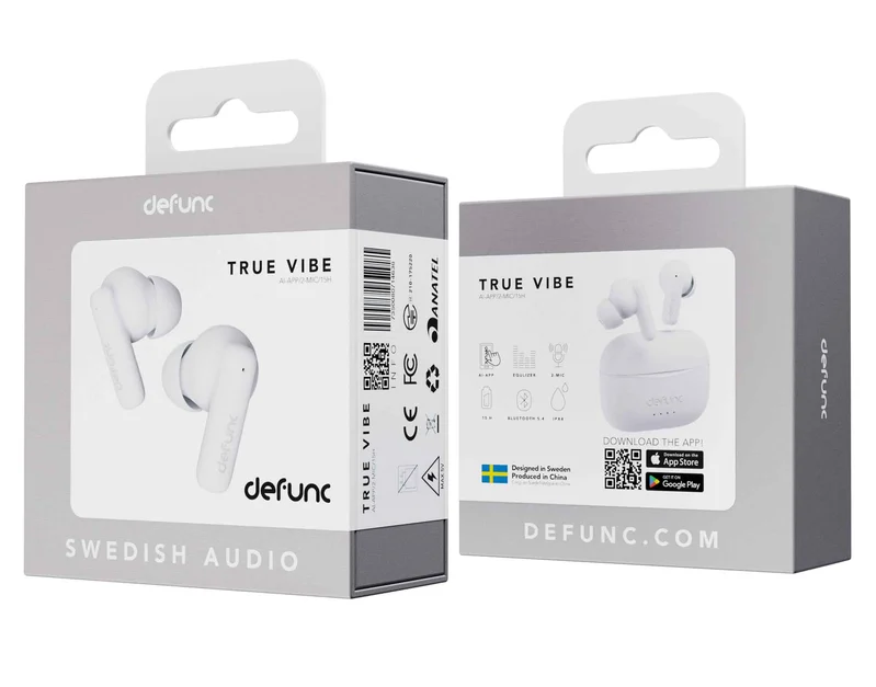 Defunc TRUE VIBE TWS Plugin In-Ear BT Headset Hvid - 8071002