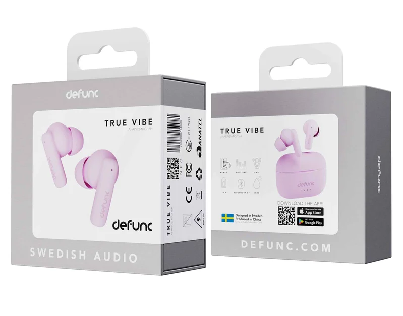 Defunc TRUE VIBE TWS Plugin In-Ear BT Headset Lyserød - 8071004