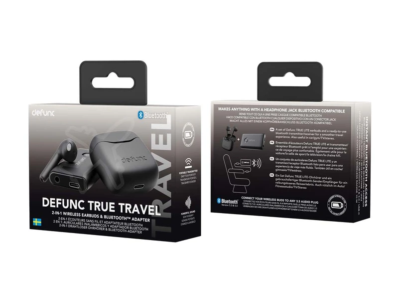 Defunc TRUE TRAVEL TWS 2i1 Hybrid In-Ear BT Headset + Adapter Sort - 8071447