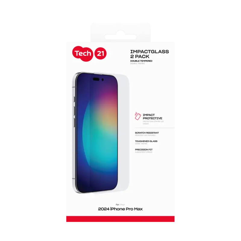 Tech21 Impact Glass 2-pack Extra Strong Apple iPhone 16 Pro Max - 8674236