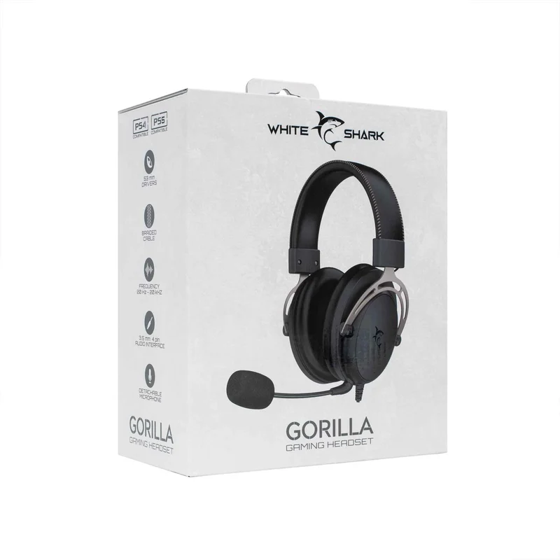White Shark GORILLA Over-Ear Gaming Headset Sort/Grå - 9450241