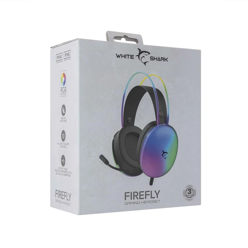 White Shark FIREFLY On-Ear Gaming Headset Sort - 9450327