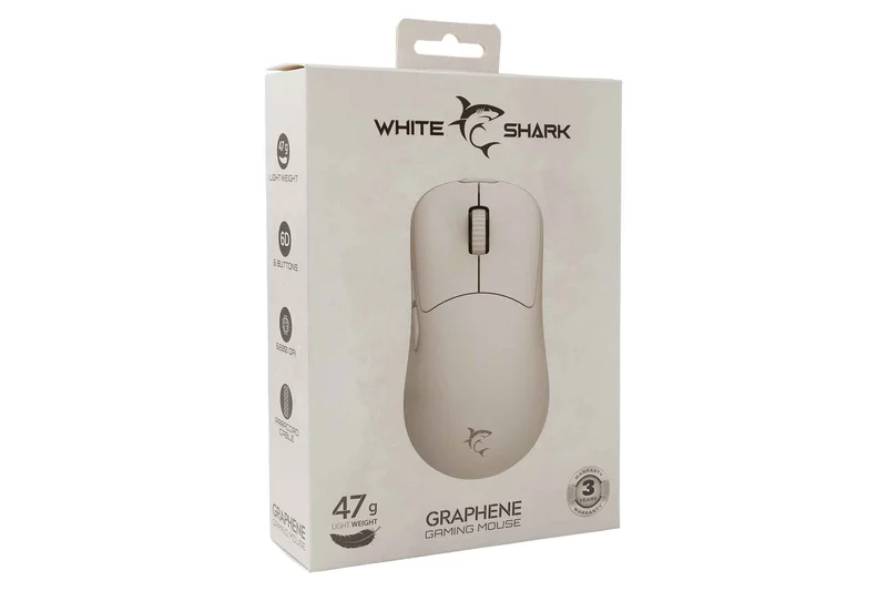 White Shark GRAPHENE Gaming Mus Kablet 6D 12.400dpi Hvid - 9450356