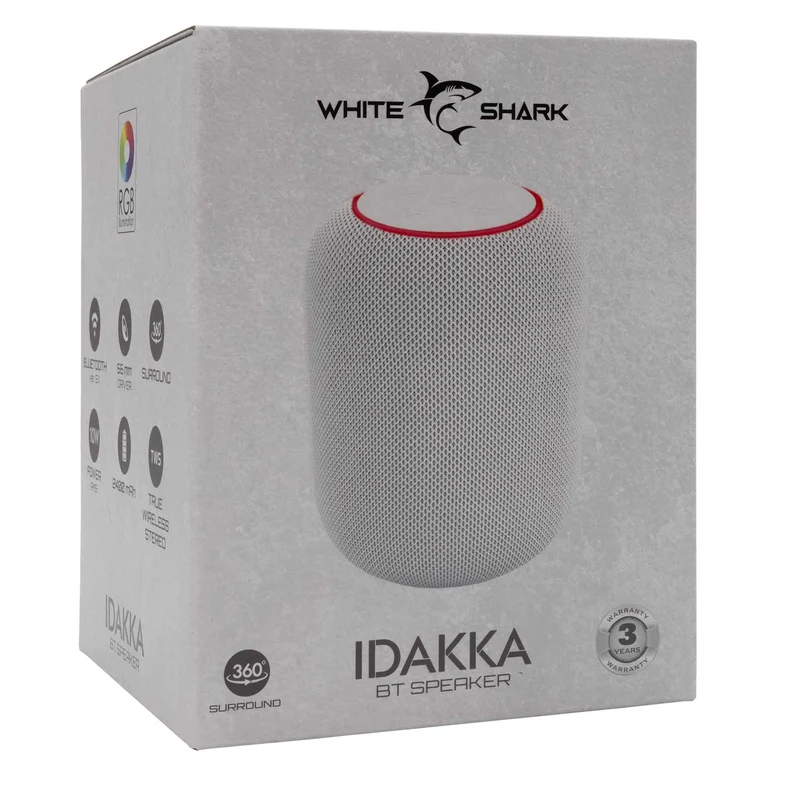 White Shark IDAKKA Bluetooth Højttaler 2.400mAh Hvid - 9450406