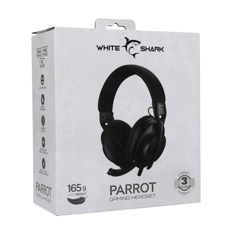 White Shark PARROT On-Ear Gaming Headset Sort - 9450502