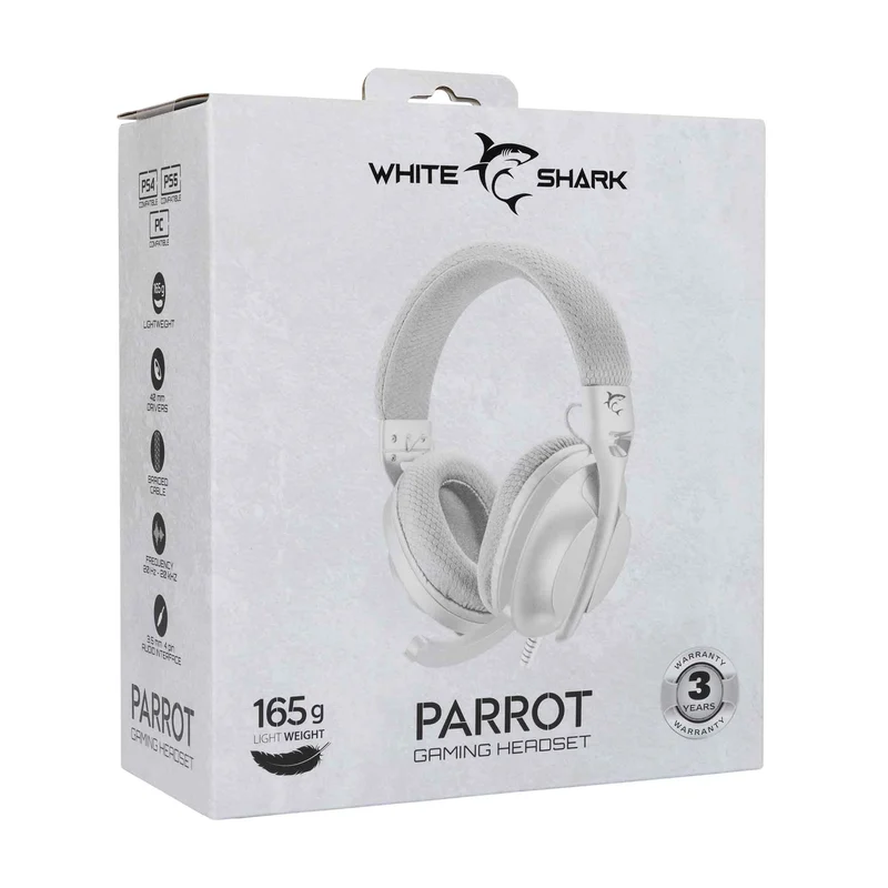 White Shark PARROT On-Ear Gaming Headset Hvid/Grå - 9450503
