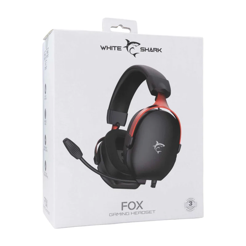 White Shark FOX Over-Ear Gaming Headset Sort/Rød - 9450738