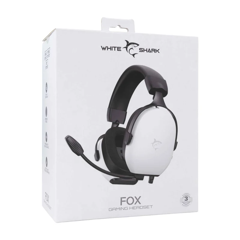 White Shark FOX Over-Ear Gaming Headset Hvid/Sort - 9450739