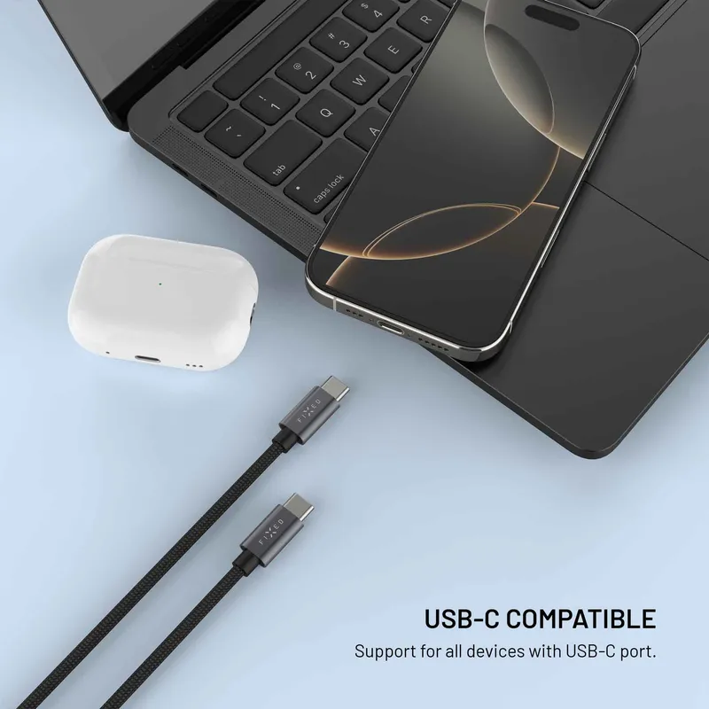 FIXED USB-C strømkabel til Apple & Galaxy Watch 1,5 m sort - 8019220