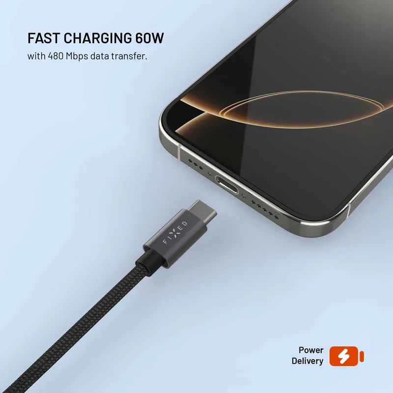 FIXED USB-C strømkabel til Apple & Galaxy Watch 1,5 m sort - 8019220