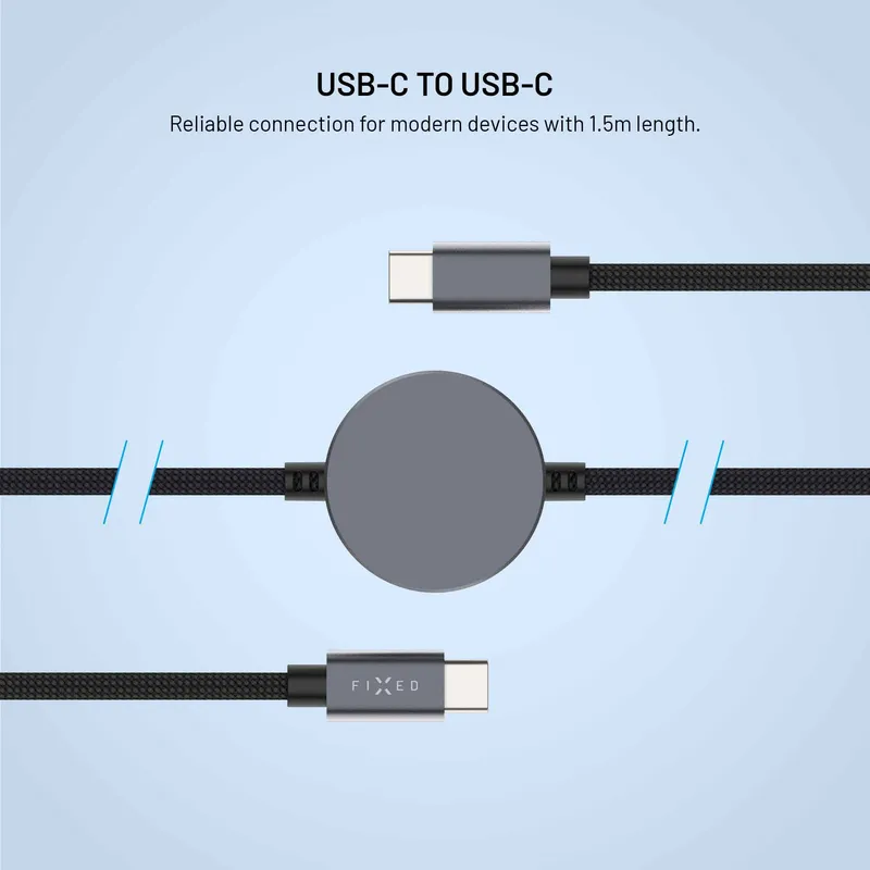 FIXED USB-C strømkabel til Apple & Galaxy Watch 1,5 m sort - 8019220