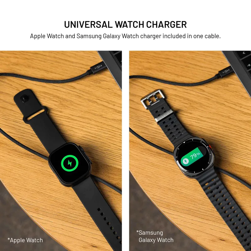 FIXED USB-C strømkabel til Apple & Galaxy Watch 1,5 m sort - 8019220