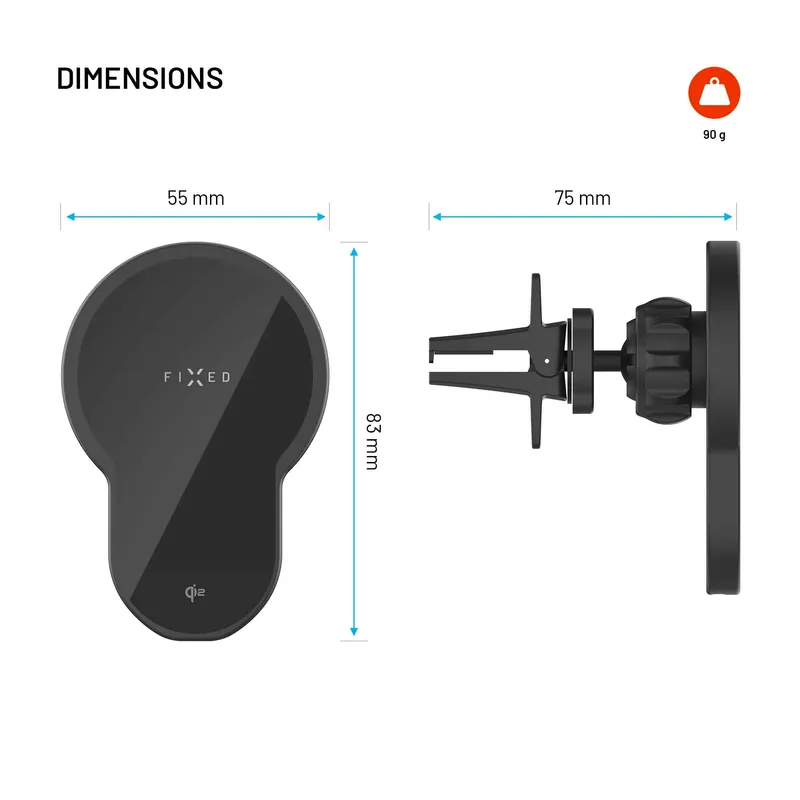 FIXED MagClick2 15W QI2 Telefonholder til ventilationsgaller - 8018846