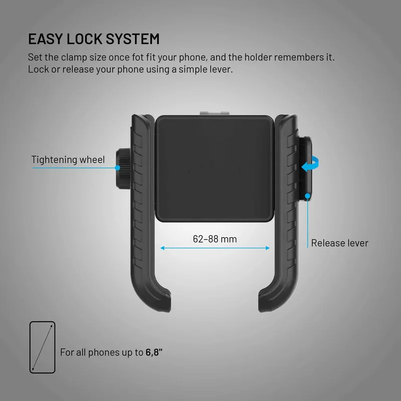FIXED Bikee Anti-Shock Telefonholder til Cykel med Smart Lock Sort - 8019208