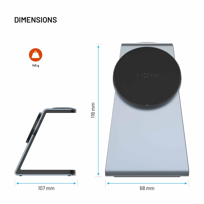 FIXED 3in1 Mag ALU 25W Qi2.2 Trådløs Samsung Opladningsstation Grå - 8019270