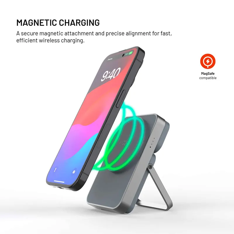 FIXED MagZen 5 Stand Qi2 20W Power Bank 5000mAh + Apple Watch oplader Grå - 8018895