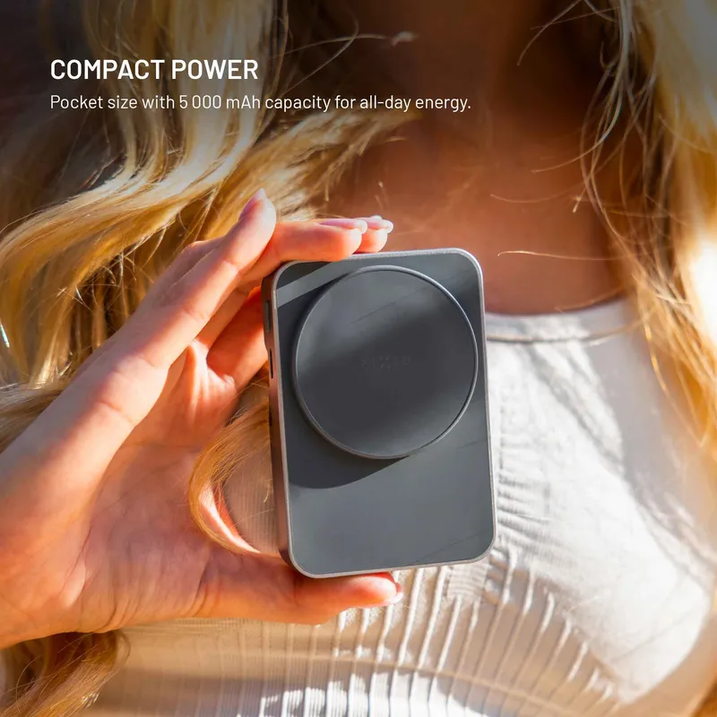 FIXED MagZen 5 Stand Qi2 20W Power Bank 5000mAh + Apple Watch oplader Grå - 8018895