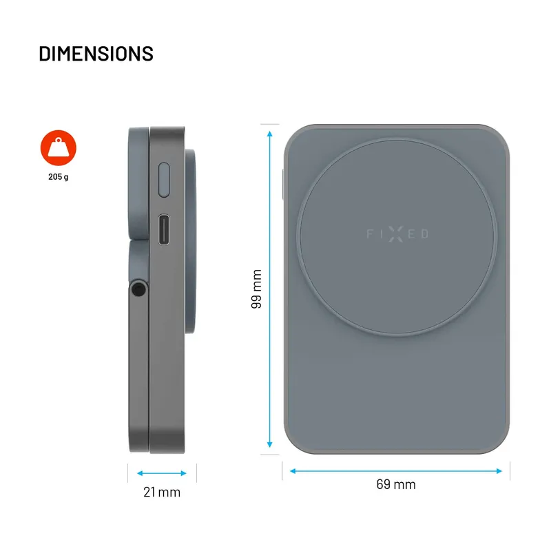 FIXED MagZen 5 Stand Qi2 20W Power Bank 5000mAh + Apple Watch oplader Grå - 8018895