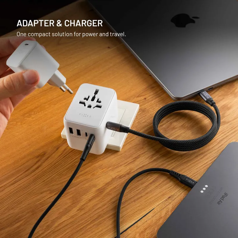 FIXED Rejselader USB-C/-A 70W EU/UK/USA/AUS Hvid - 8018910