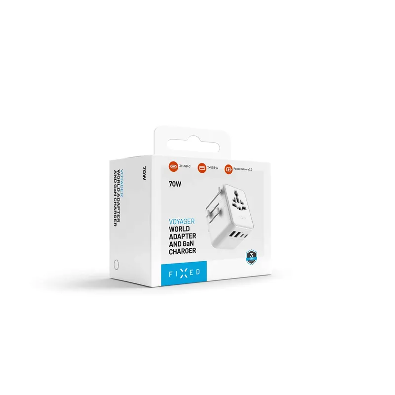 FIXED Rejselader USB-C/-A 70W EU/UK/USA/AUS Hvid - 8018910