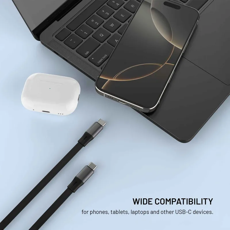FIXED Indtrækkelig USB-C/C 100W Kabel 1m Sort - 8019232