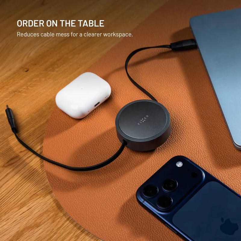 FIXED Indtrækkelig USB-C/C 100W Kabel 1m Sort - 8019232