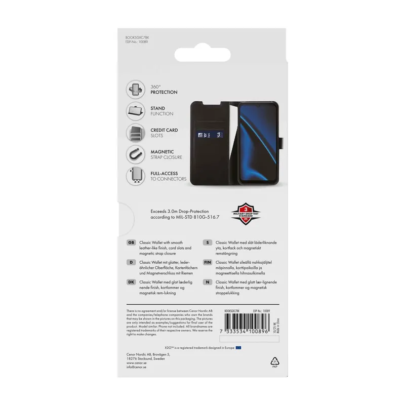X2O Classic Wallet Samsung Galaxy Xcover7 Sort - 3410089