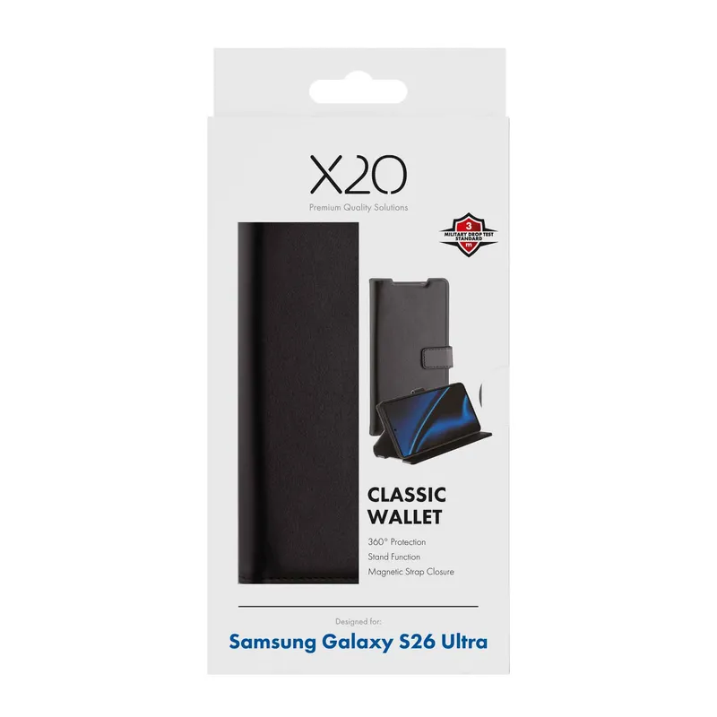 X2O Classic Wallet Samsung Galaxy S26 Ultra Sort - 3410092