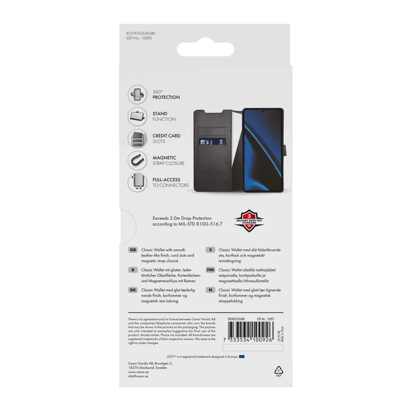X2O Classic Wallet Samsung Galaxy S26 Ultra Sort - 3410092