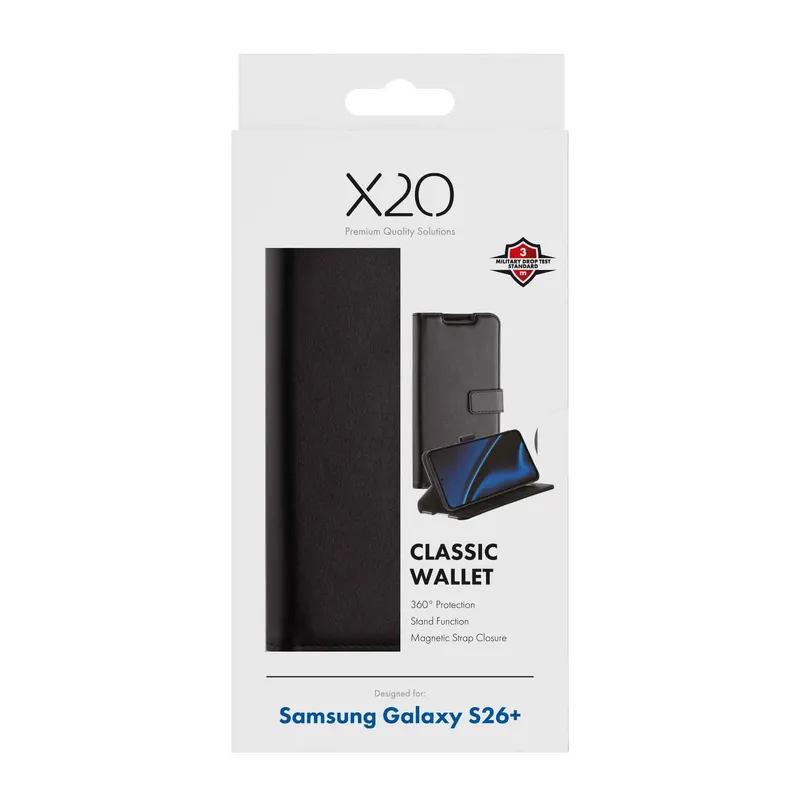 X2O Classic Wallet Samsung Galaxy S26+ Sort - 3410095