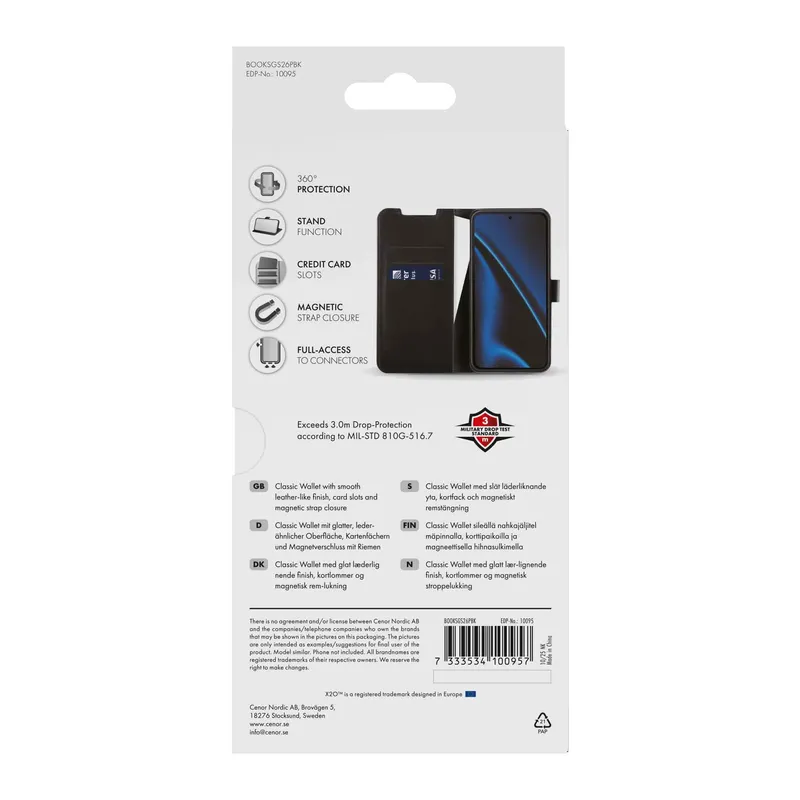 X2O Classic Wallet Samsung Galaxy S26+ Sort - 3410095