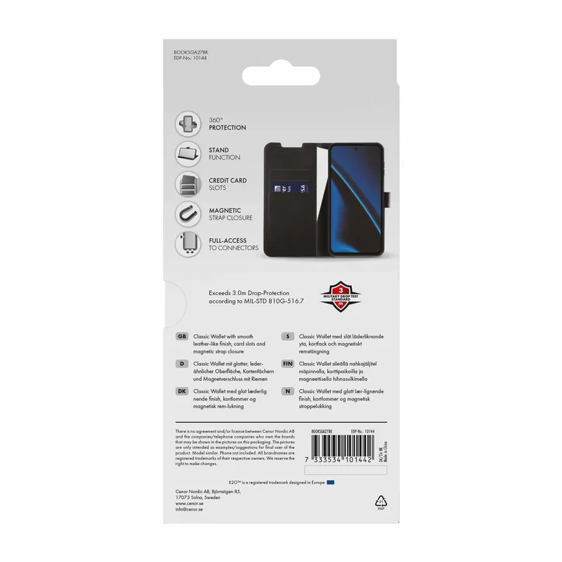 X2O Classic Wallet Samsung Galaxy A27 5G Sort - 3410144